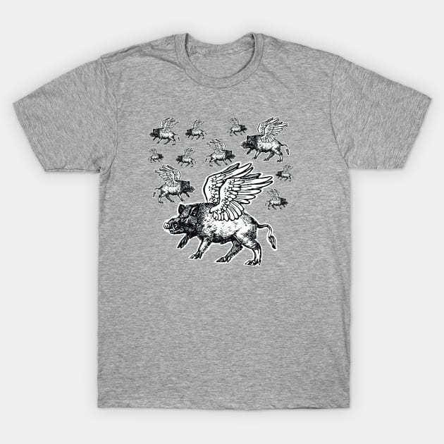 When Boars Fly! Why Should Pigs Get All the Fun! T-Shirt by penandinkdesign@hotmail.com